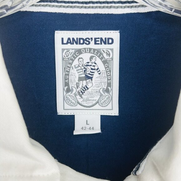 Lands' End Black and White Striped Polo Shirt - Picture 4 of 7